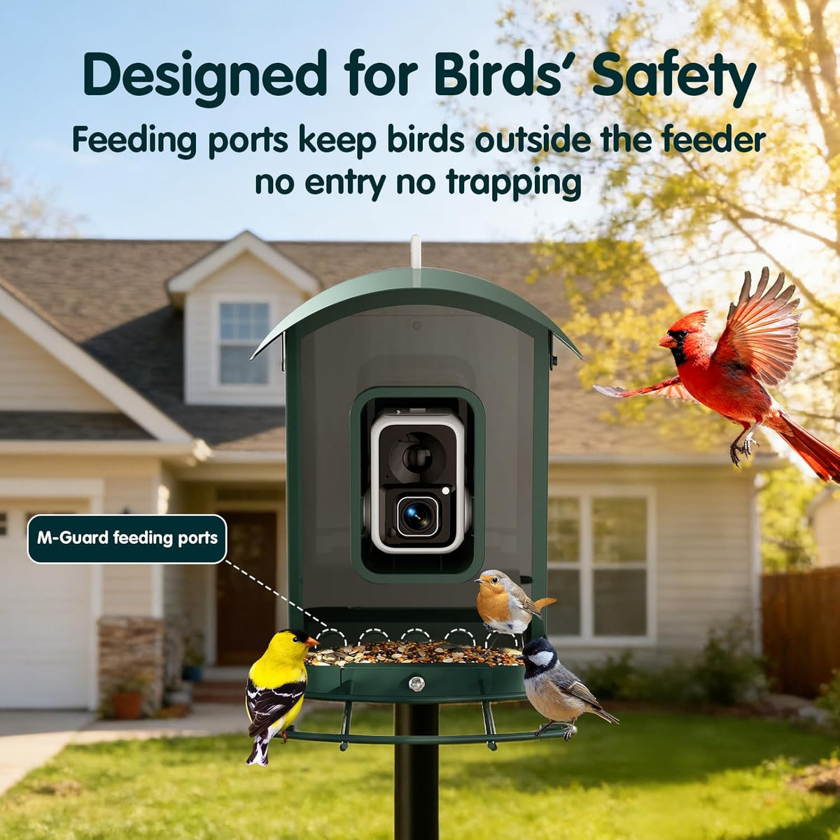 Mangeoire à oiseaux doté de caméra 4K Ultra HD, vidéo en direct à 30 images/seconde, ralenti x10, sans abonnement, alimentée à l'énergie solaire, Wi-Fi 2,4 GHz/5 GHz, en métal résistant. Cadeau idéal pour les amoureux des oiseaux.