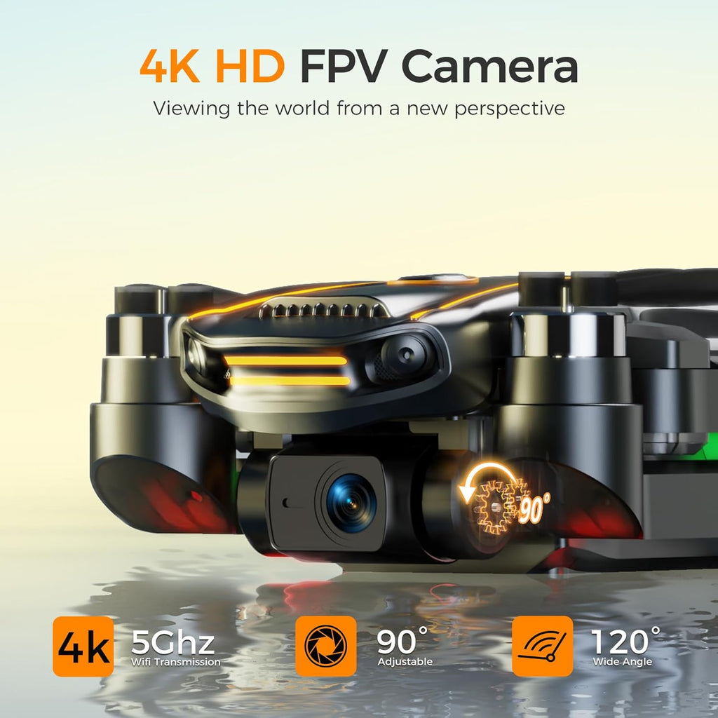 Drone GPS avec caméra 4K EIS pour toute la famille, drone radiocommandé avec écran HD 4,5 pouces sur la télécommande, retour automatique, 2 batteries pour 45 min de vol, transmission longue portée, modes vol circulaire et suivi