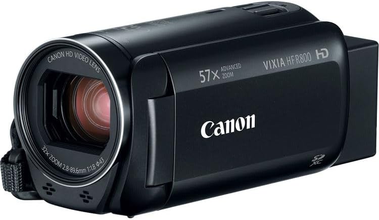Caméscope Canon VIXIA HF R800 (noir) - Kit | Caméra vidéo HD doté de grossissement optique avancé 57x SuperRange et design léger | Idéal pour les voyages et l'enregistrement quotidien (1960C002) + carte de stockage 64 Go + étui