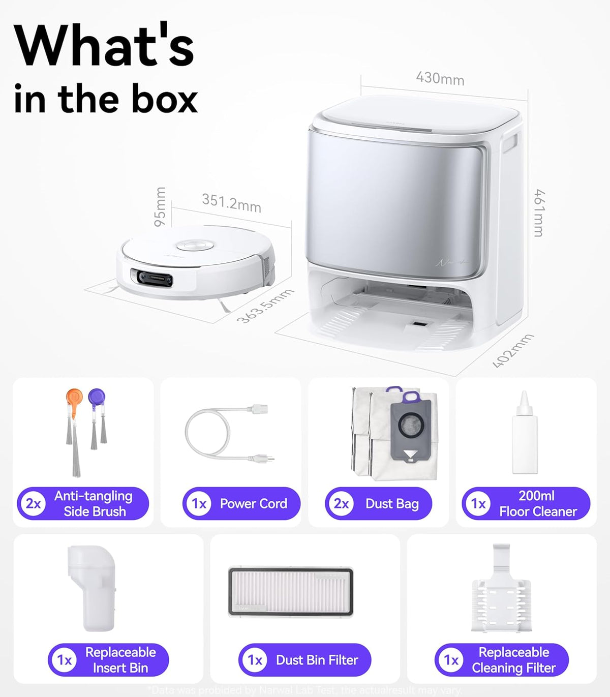 Aspirateur robot laveur NARWAL Flow, système de nettoyage automatique en temps réel FlowWash, aspiration de 22 000 Pa, détection d'obstacles par IA à double caméra, nettoyage des tapis et des bords, vidage automatique du bac.