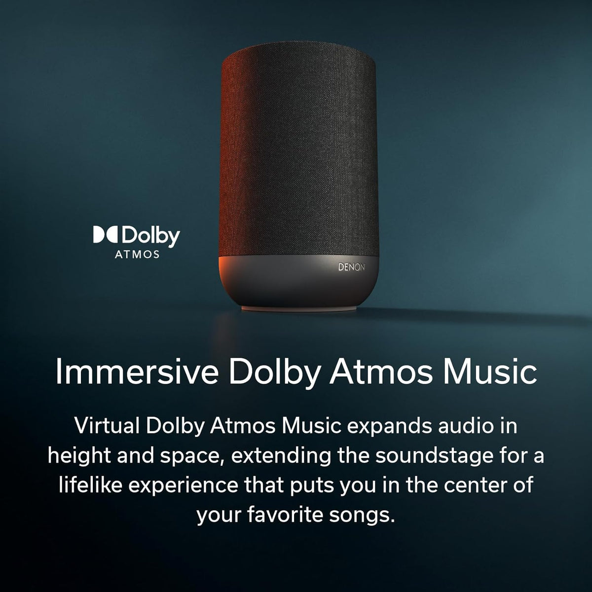 Enceinte Denon Home 200, enceinte sans fil doté de son stéréo et Dolby Atmos 3D, appareil audio domestique, contrôle multiroom HEOS, Wi-Fi, Bluetooth, AirPlay 2, couleur pierre