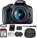 Reflex numérique Canon EOS Rebel T7 doté de objectif 18-55 mm, carte mémoire 64 Go, sac photo, filtre UV 58 mm et chiffon de nettoyage en microfibre (5 articles).