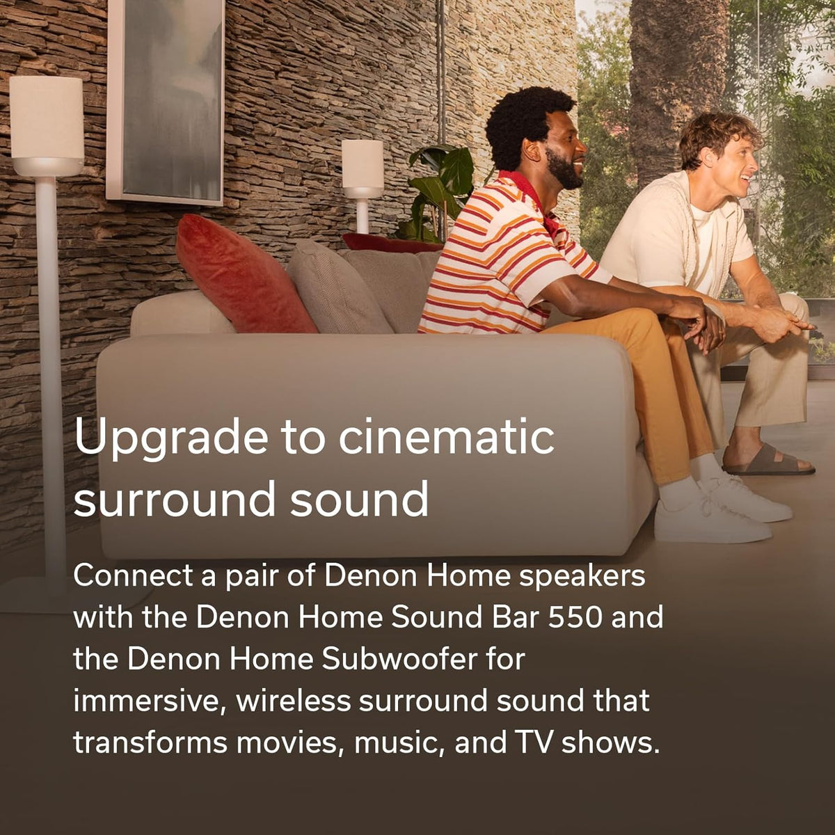 Enceinte Denon Home 200, enceinte sans fil doté de son stéréo et Dolby Atmos 3D, appareil audio domestique, contrôle multiroom HEOS, Wi-Fi, Bluetooth, AirPlay 2, couleur pierre