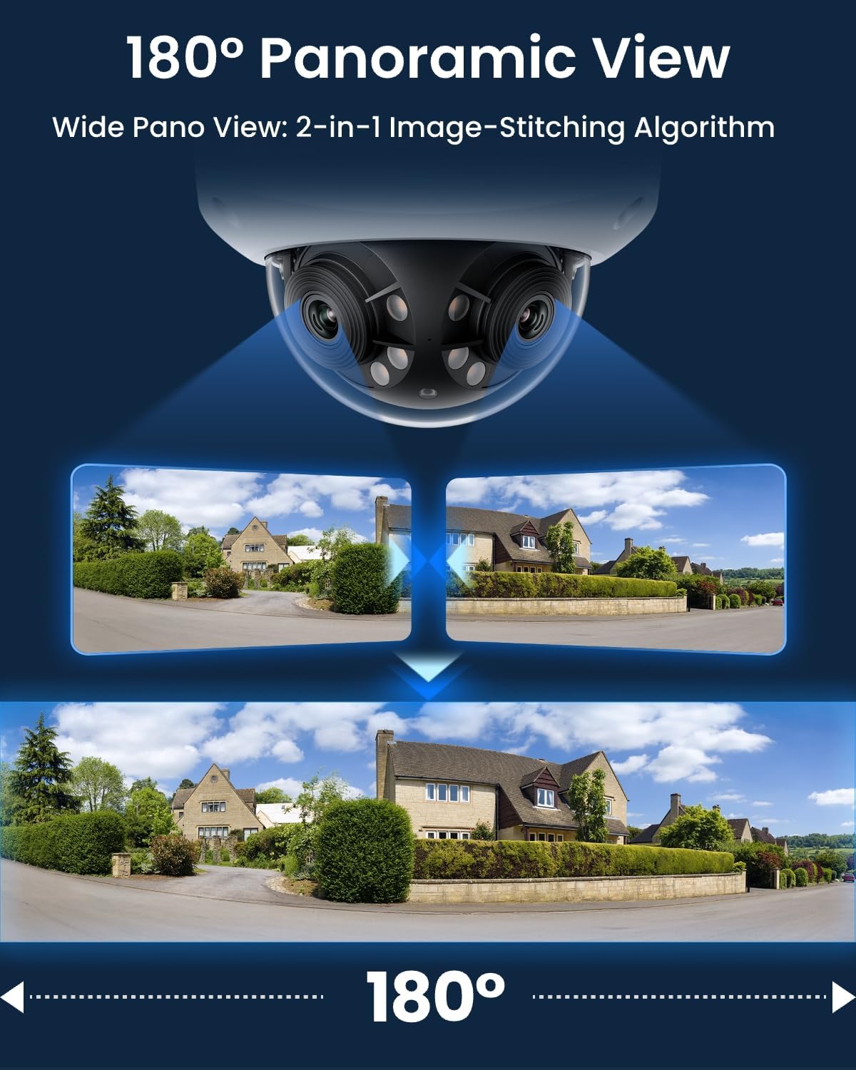 Caméra de sécurité PoE REOLINK Duo 3V PoE 16 MP UHD à double objectif doté de panoramique à 180°, suivi de mouvement, vision nocturne couleur, détection intelligente, communication bidirectionnelle, résistance au vandalisme IK10, étanchéité IP67