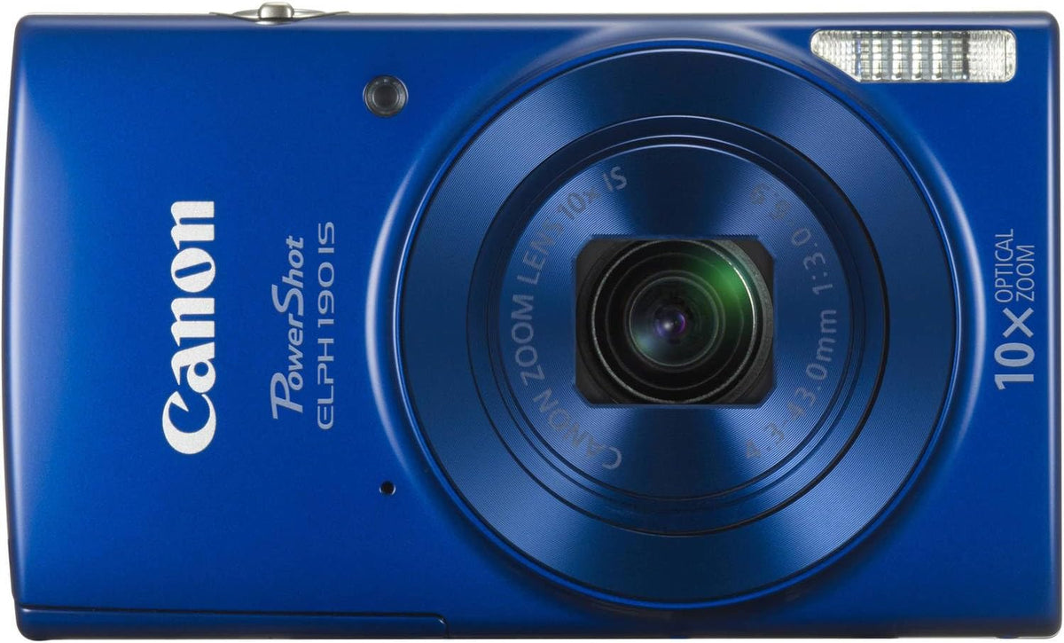 Appareil photo digital Canon PowerShot ELPH 190 (bleu) : compact, simple à prendre en main, doté de Wi-Fi et grossissement optique. Design portable adapté aux déplacements
