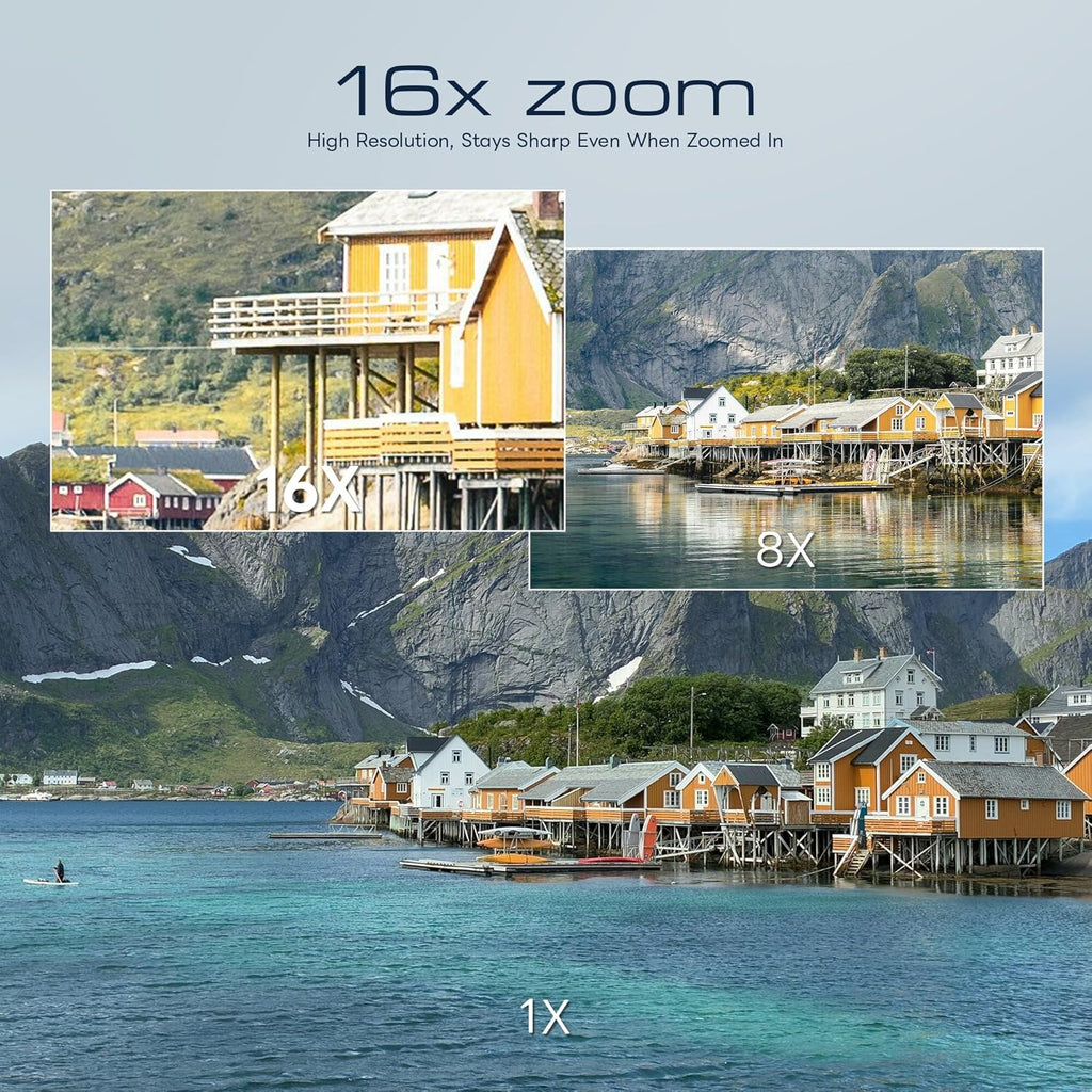 Appareil photo digital avec Wi-Fi et application de contrôle, véritable caméra de vlogging 4K et 48 MP pour YouTube, compacte, zoom 16x, autofocus, stabilisation vidéo, adapté à les débutants, objectifs macro et grand angle