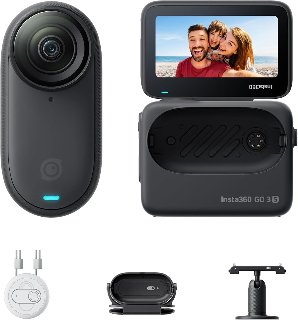 Insta360 GO 3S - 128 Go Noir 4K Mini Caméra Portable pour Vlogging Mains Libres POV Fixation Universelle Stabilisation Autonomie 140 min Étanche jusqu'à 10 m POV pour Animaux – Présentation