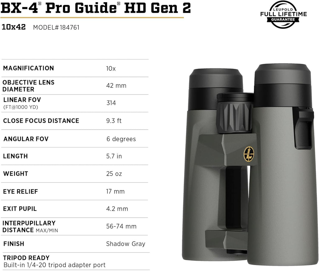 Jumelles Leupold BX-4 Pro Guide HD 10x42mm Gen 2 (184761) – Présentation