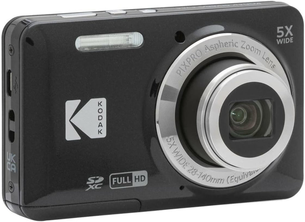 Appareil photo digital Kodak PIXPRO Friendly Zoom FZ55 (noir) doté de carte SD 32 Go, étui et chargeur de voyage (4 articles)