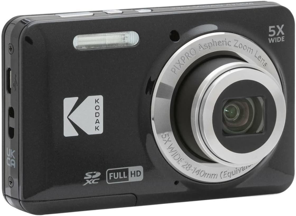 Appareil photo digital Kodak PIXPRO Friendly Zoom FZ55 (noir) doté de carte SD 32 Go, étui et chargeur de voyage (4 articles)