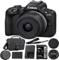 Appareil photo hybride Canon EOS R50 avec objectif 18-45 mm (– Noir) + carte de stockage 64 Go + sac bandoulière Canon 200ES EOS (3 articles)
