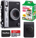 Appareil photo instantané Fujifilm Instax Mini EVO Hybrid - Noir | Pack de 2 films instantanés Instax Mini | Carte microSD 32 Go doté de adaptateur | Étui - Noir pour appareil photo