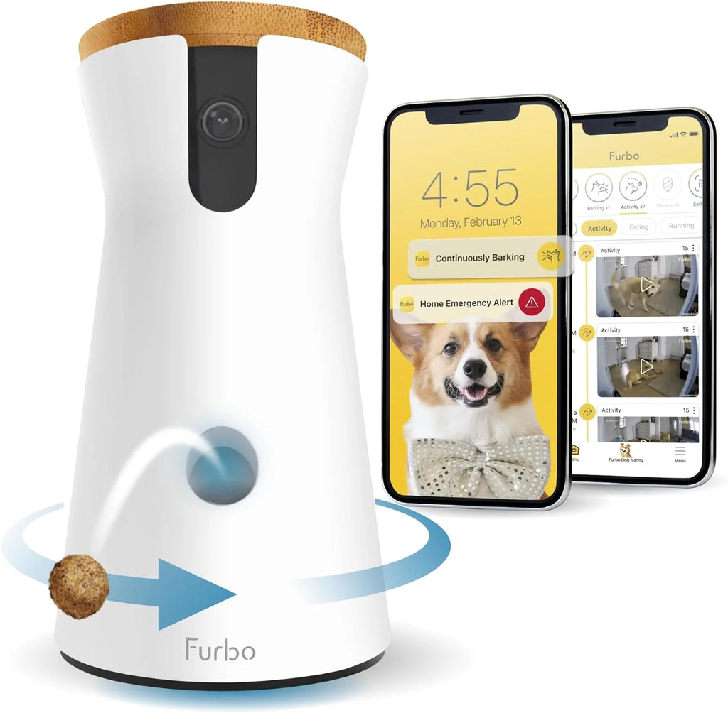 Caméra pour chat à 360° : Surveillez votre chat où que vous soyez | Suivi rotatif à 360°, distribution de friandises, vision nocturne HD couleur, audio bidirectionnel, notifications en temps réel, conçue pour les chats