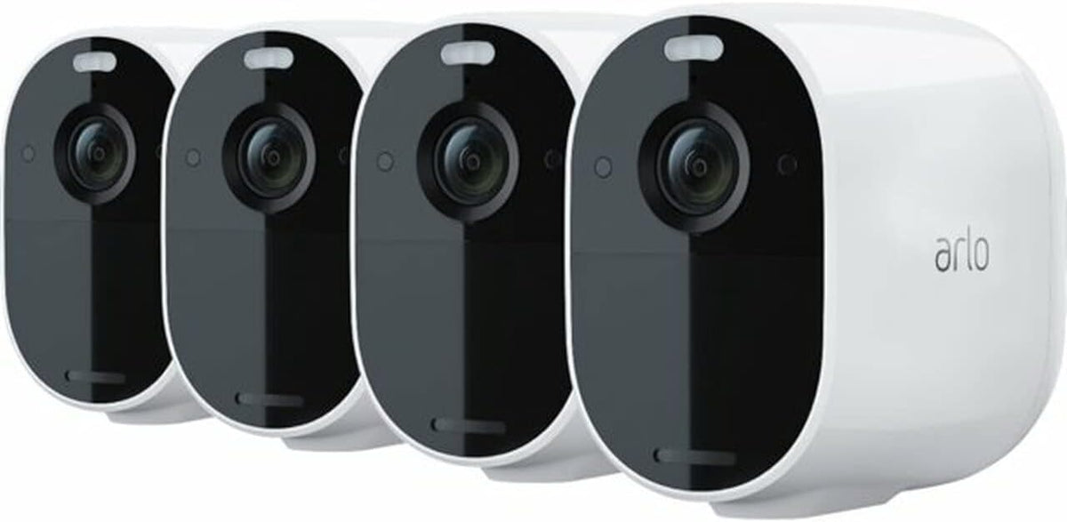 Caméra sans fil Arlo VMC2430-100NAR Essential Spotlight (lot de 4) Vidéo 1080p Vision nocturne couleur Audio bidirectionnel Connexion directe au Wi-Fi Aucun hub requis – Blanc (Reconditionné) – Présentation