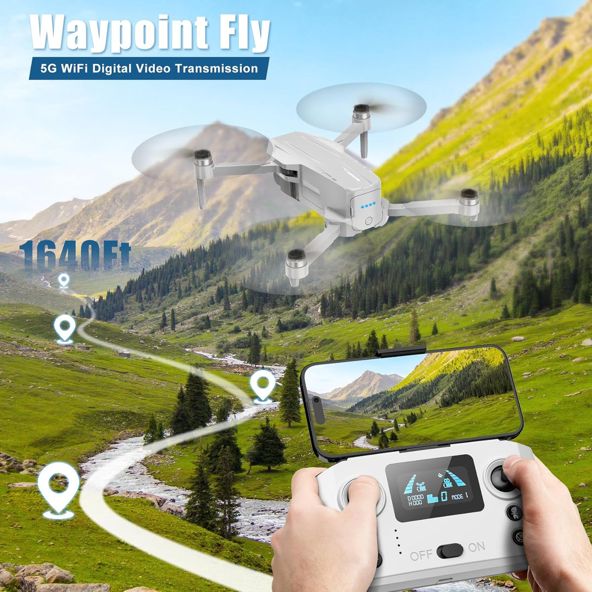 Drone Oddire doté de caméra pour adultes 4K, retour automatique GPS, vol par points de passage, vol orbital, suivi GPS, contrôle gestuel, drone pliable doté de moteur sans balais, poids plume de 249 g