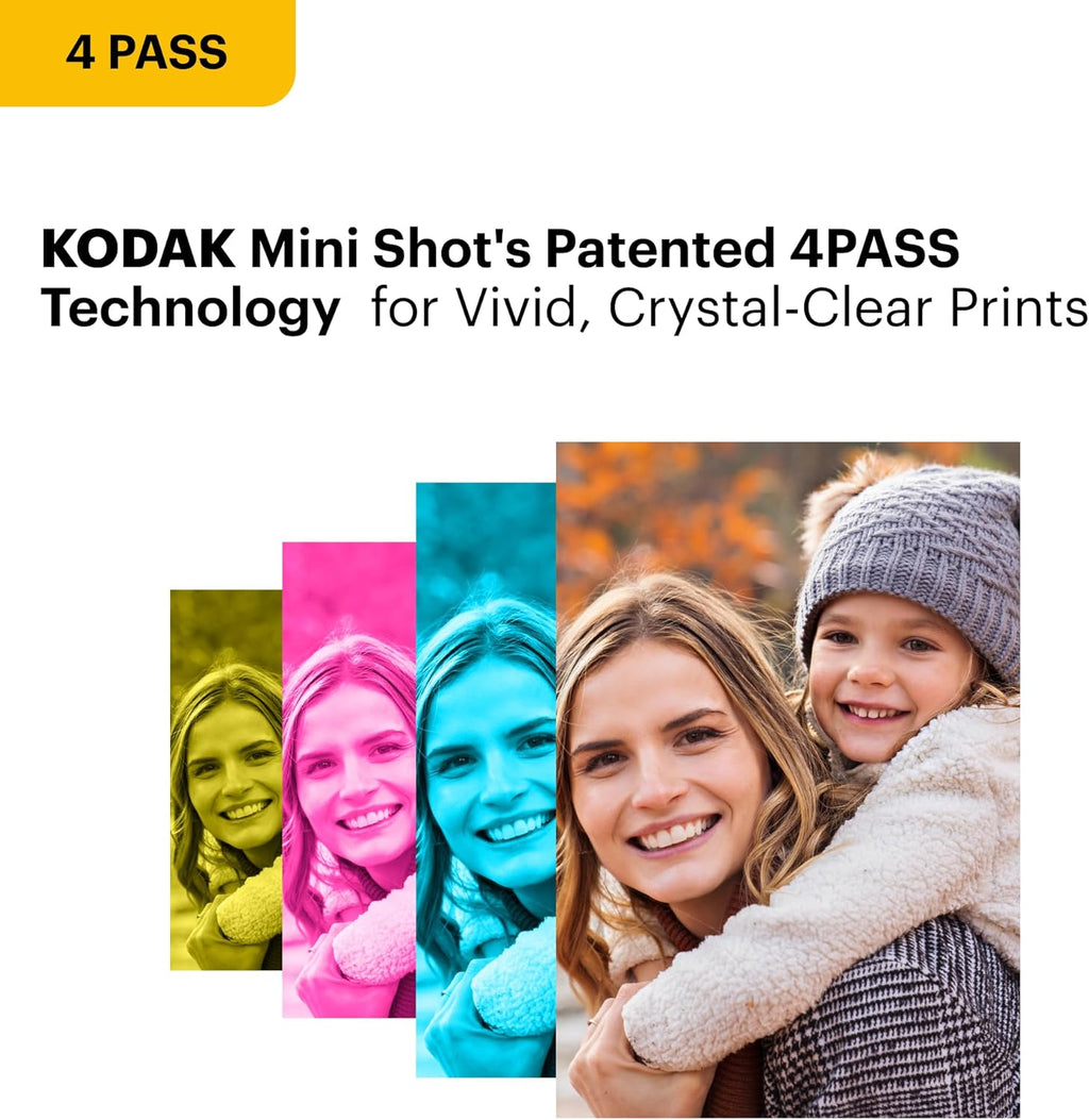Kodak Mini Shot 2 Appareil photo instantané portable sans fil rétro et imprimante photo intégrée - Blanc - 60 feuilles – Présentation