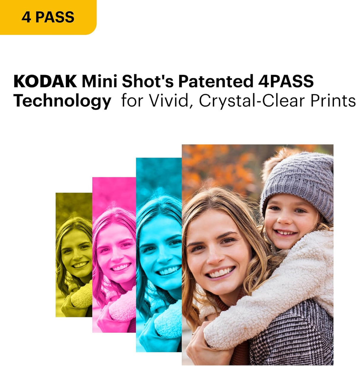 Kodak Mini Shot 2 Appareil photo instantané portable sans fil rétro et imprimante photo intégrée - Blanc - 60 feuilles – Présentation