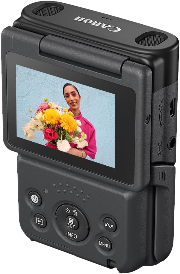 Canon PowerShot V10, appareil photo compact pour vlogging, capteur CMOS 1 pouce, streaming vidéo 4K, objectif zoom grand angle intégré, écran LCD orientable et micro stéréo, stabilisation d'image, studio de création dans votre poche, - Noir.