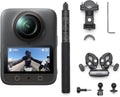 Caméra sportive DJI Osmo 360 pour moto, offrant une vision multi-points de vue (POV) avec un écran de 1 pouce, une caméra 360° 4K/120 ips, un système Boost à 170°, un support robuste et une résolution native 8K.