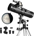 Lunette/télescope réflecteur newtonien professionnel pour adultes, lentille de Barlow 1,5x, adaptateur pour téléphone, filtre solaire (130EQ)