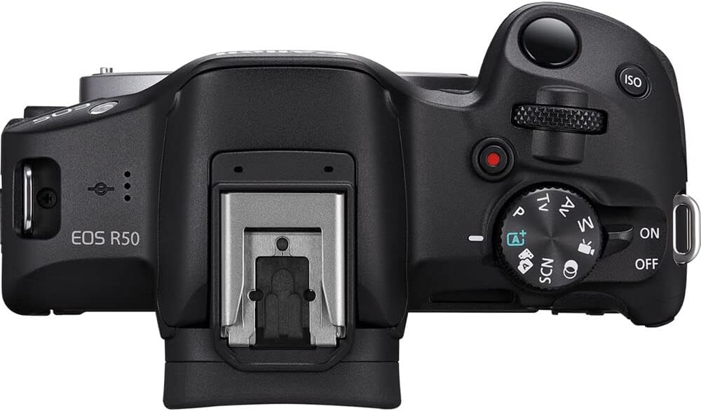 Kit appareil photo hybride Canon EOS R50 – Appareil photo RF APS-C doté de objectif 18-45 mm, vidéo 4K, autofocus Dual Pixel II et affichage tactile orientable (5811C012) + sacoche + carte de stockage 64 Go