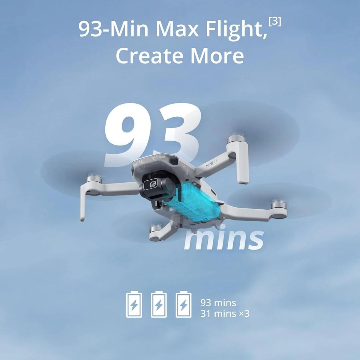 DJI Mini 4K, drone doté de caméra 4K UHD pour adultes, moins de 249 g, stabilisation sur nacelle 3 axes, transmission vidéo jusqu'à 10 km, retour automatique, résistance au vent, autonomie maximale de 31 minutes doté de une seule batterie