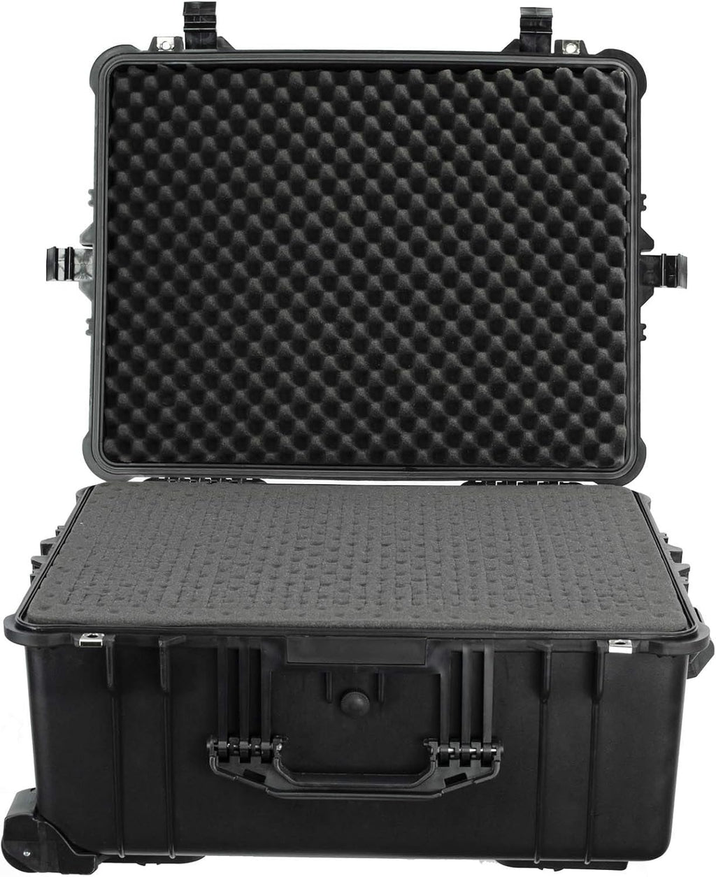 Étui rigide de protection à roulettes Eylar XL 23,75 pour appareils photo, drones, outils et équipements audiovisuels, résistant à l’eau IP67, résistant aux chocs et doté d'inserts en mousse personnalisables (– Noir)