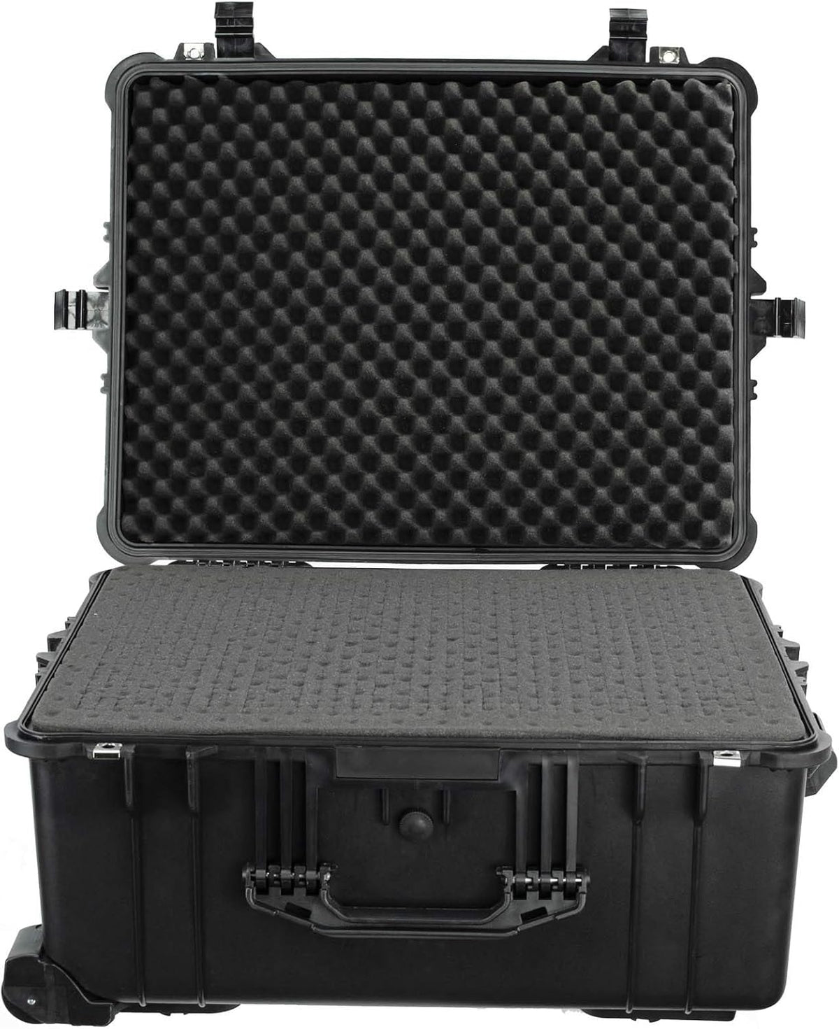 Étui rigide de protection à roulettes Eylar XL 23,75 pour appareils photo, drones, outils et équipements audiovisuels, résistant à l’eau IP67, résistant aux chocs et doté d'inserts en mousse personnalisables (– Noir)