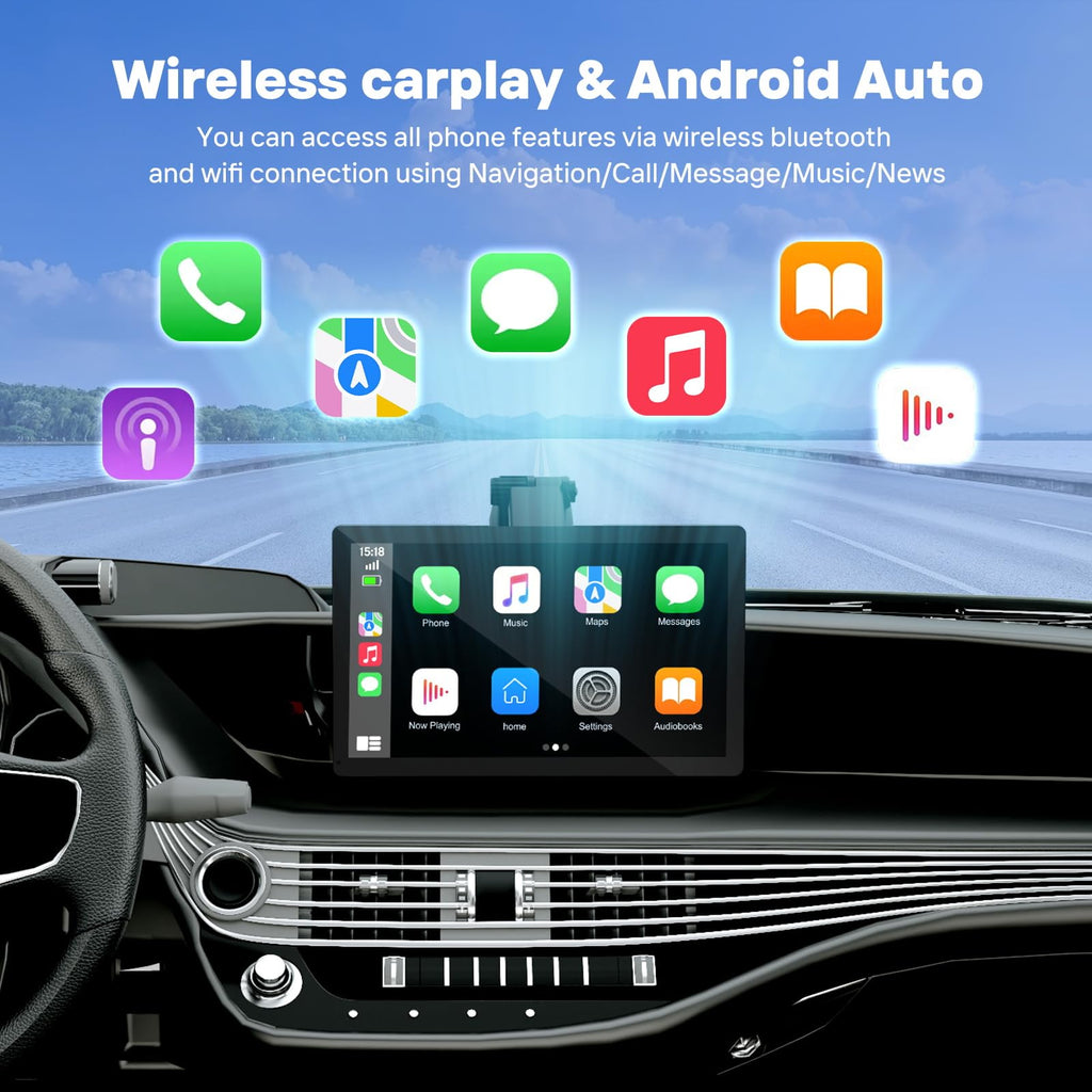 Écran sans fil HAUXIY 9 pour Apple CarPlay doté de caméra embarquée 4K